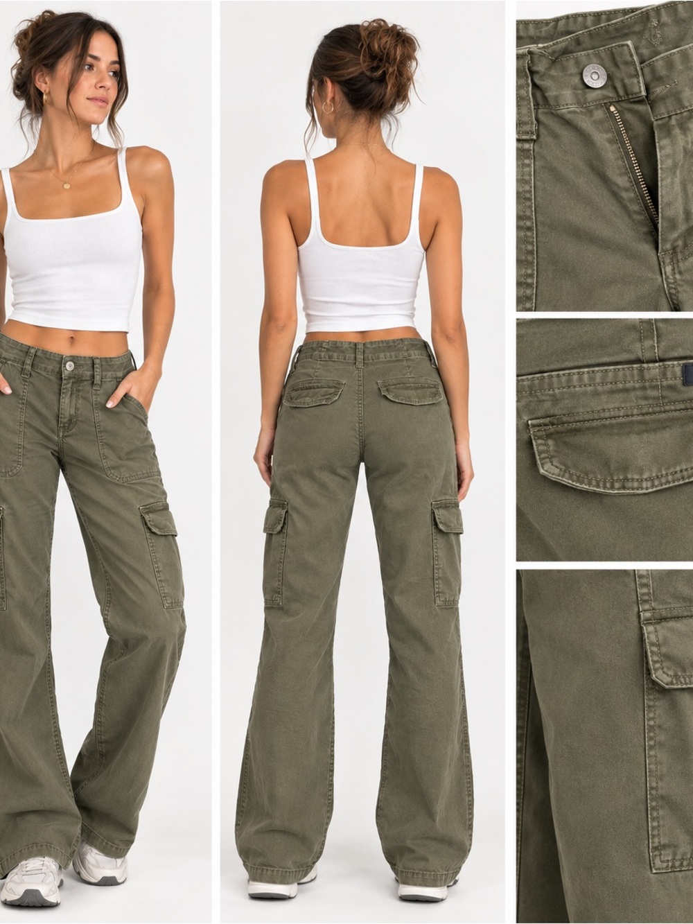 Sanctuary Army Green Cargo Pants Mid Rise Utility Size 25